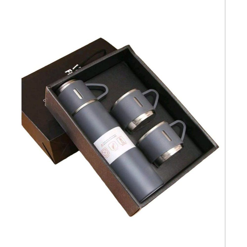 3 Piece Stainless Steel Thermal Cup Gray 16oz